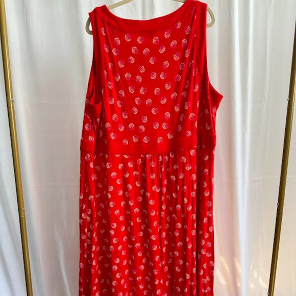 Lands End Women's Plus 3X Red Knit Maxi Dress with floral print - Picture 4 of 6